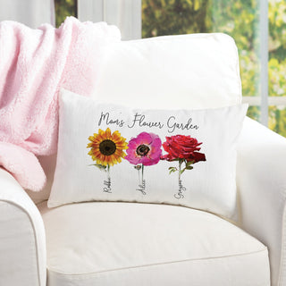 Her Flower Garden Personalized Lumbar Throw Pillow