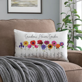 Her Flower Garden Personalized Lumbar Throw Pillow