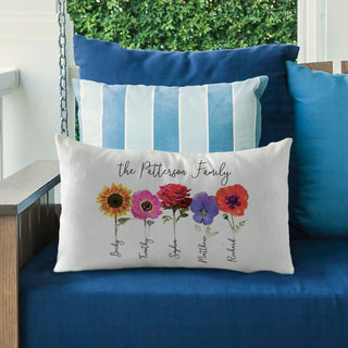 Her Flower Garden Personalized Lumbar Throw Pillow