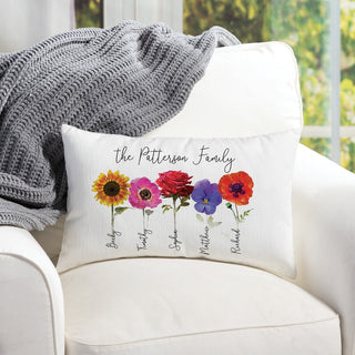 Her Flower Garden Personalized Lumbar Throw Pillow