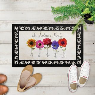 Her Flower Garden Personalized Narrow Doormat with Frame