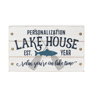 Lake House Personalized White Wood Block Sign