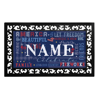 Celebrate the 4th! Personalized Narrow Doormat with Frame