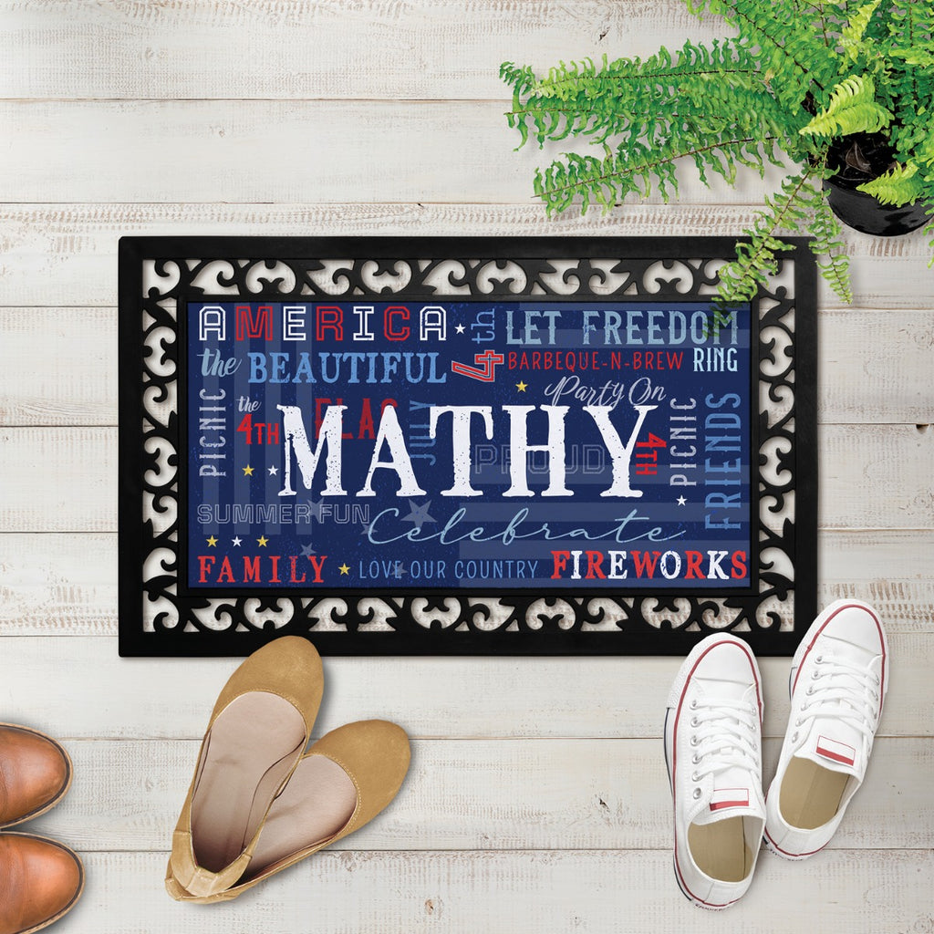 Celebrate the 4th! Narrow Doormat with Frame – Personalized Planet