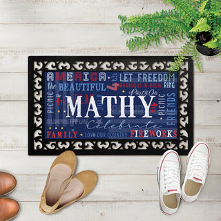 Celebrate the 4th doormat with frame and name