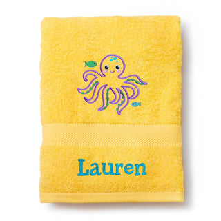 Ocean Life Embroidered Large Beach Towel