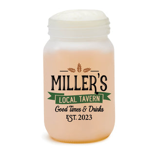 Your Own Bar Logo Personalized Frosted Mason Jar