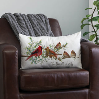 Cardinal family lumbar pillow with names