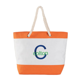 Colorful Initial & Name Personalized Kid's Beach Tote