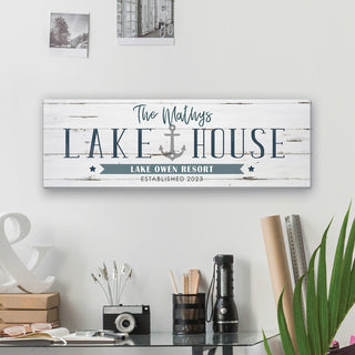 Lake house gallery style canvas with name and date