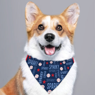 Baseball dog bandana with name