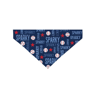 Baseball Blue Name Pattern Dog Bandana