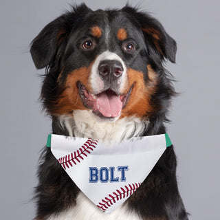 Baseball stitches dog bandana with name