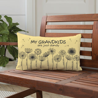 My Grandkids are Dandy Yellow Lumbar Throw Pillow