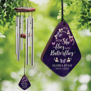 Now She Flies With Butterflies Memorial Wind Chime