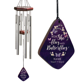 Now She Flies With Butterflies Memorial Wind Chime