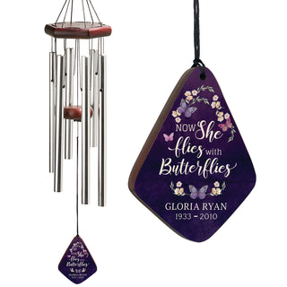 Now She Flies With Butterflies Memorial Wind Chime