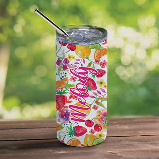 Fruit & Flowers with Script Name Steel Tumbler