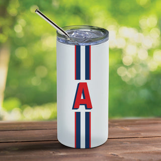 Preppy Red & Navy Initial Steel Tumbler