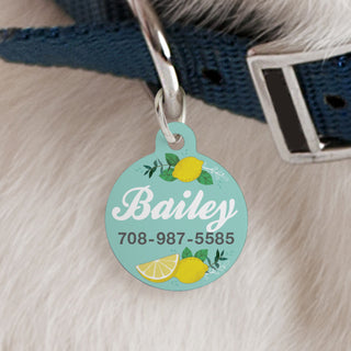 Lemon Pattern Round Pet Tag