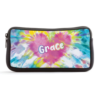 Tie Dye Heart Personalized Pencil Case