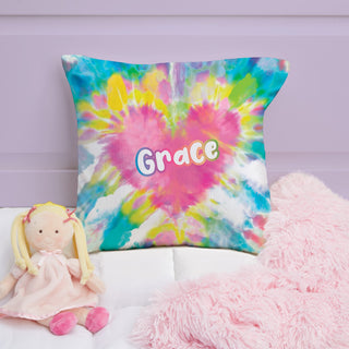 Tie Dye Heart 17" Personalized Throw Pillow with Insert