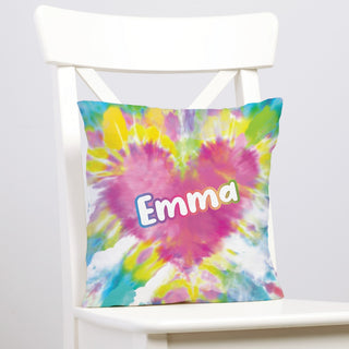 Tie Dye Heart 17" Personalized Throw Pillow with Insert