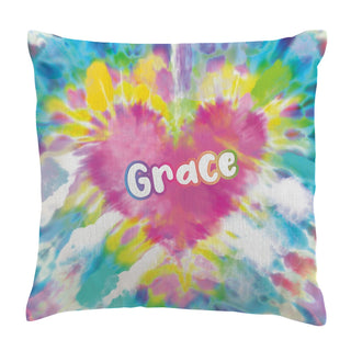 Tie Dye Heart 17" Personalized Throw Pillow with Insert