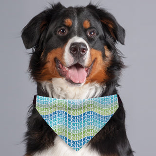 Blue Ocean Wave Name Pattern Dog Bandana