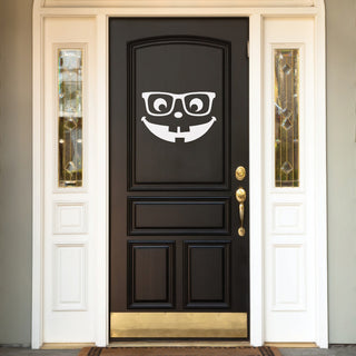 Hipster Pumpkin White Vinyl Door Decal