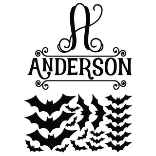 Spooky Bats Personalized Black Vinyl Decal