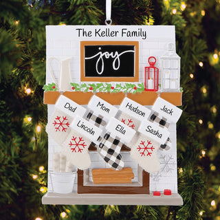 Fireplace Mantel Family Of 7 Personalized Ornament