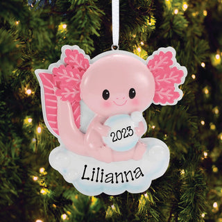 Pink Axolotl Personalized Ornament