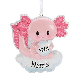 Pink Axolotl Personalized Ornament