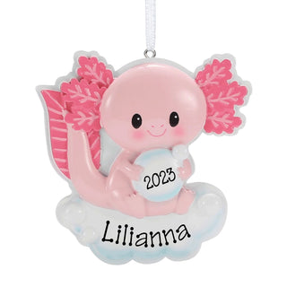 Pink Axolotl Personalized Ornament