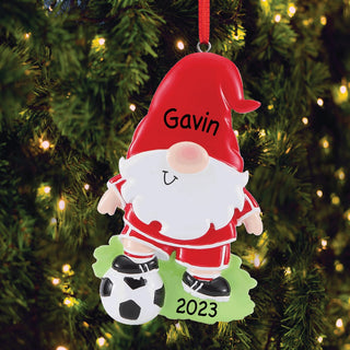 Gnome Soccer Player Personalized Ornament