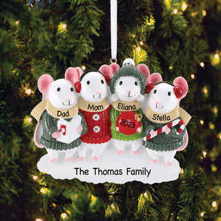 Mice Family of 4 Personalized Ornament