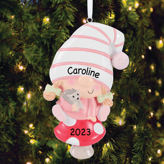 Gnome Baby Girl Personalized Ornament