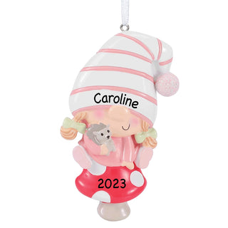 Gnome Baby Girl Personalized Ornament