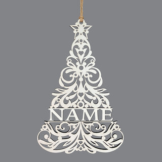 White Wood Tree Door Hanger with Family Name 12.5" x 8.0"