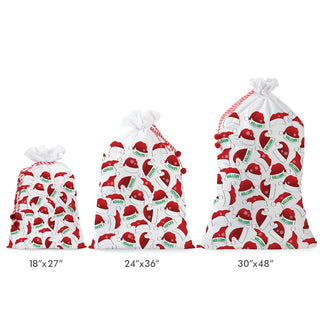 Santa Hats Name Pattern 30x48 Personalized Santa Sack