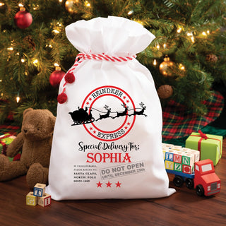 Reindeer Special Delivery 18x27 Personalized Santa Sack