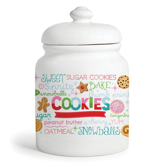 Holiday Festival "Eat Cookies" White Ceramic Large Cookie Jar