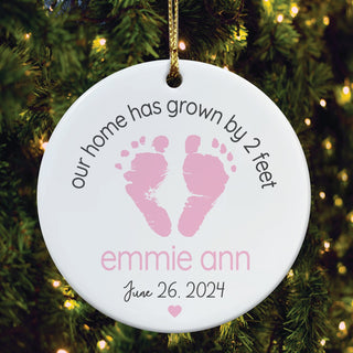 Pink Footprints Baby Ornament