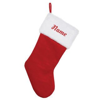 Red Velvet Personalized Stocking with Faux White Fur Cuff