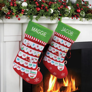 Advent Calendar Green Cuff Stocking with Santa Marker