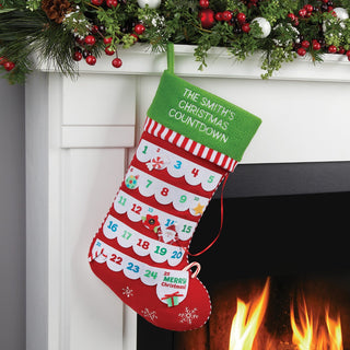 Advent Calendar Green Cuff Stocking with Santa Marker