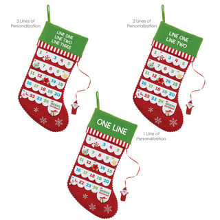 Advent Calendar Green Cuff Stocking with Santa Marker