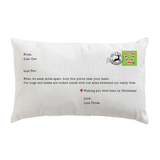 Hugs from Us Holiday Postcard Lumbar Throw Pillow