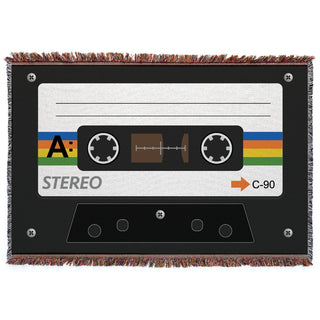 Personalized Retro Cassette Tape Fringed Throw Blanket